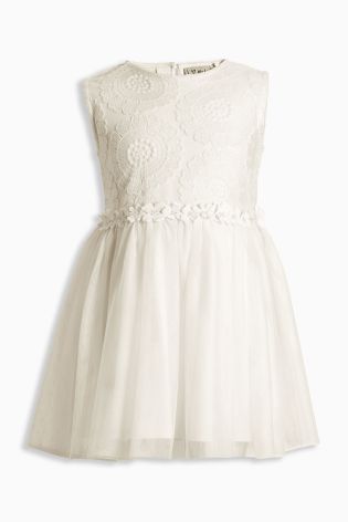 Ecru Floral Lace Party Dress (3mths-6yrs)